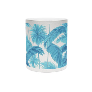 Tropical Metallic Mug, Gold or Silver - Palm Serenity, Turquoise