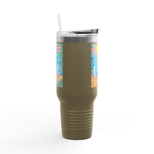 Insulated Travel Mug, 40oz / Tropical Beach Seagulls - Perfect for Outdoor Adventures