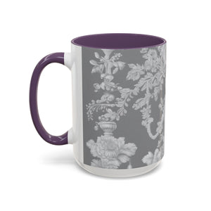 Accent Color Coffee Mug (11, 15oz), Pearl Lady Toile/Slate