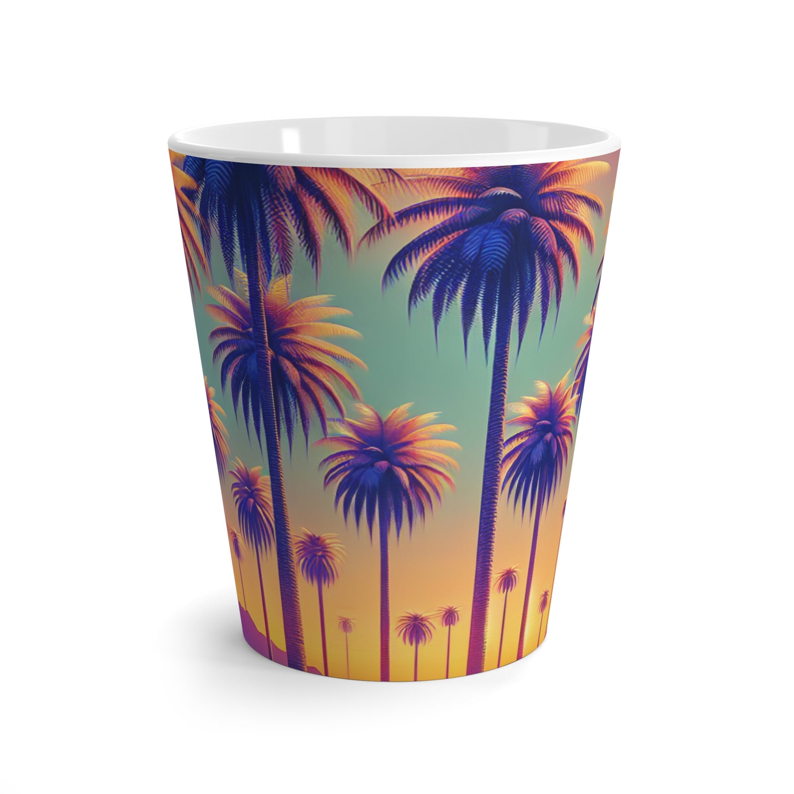 Latte White Mug - Perfect for Coffee Enthusiasts / Sunset Palms