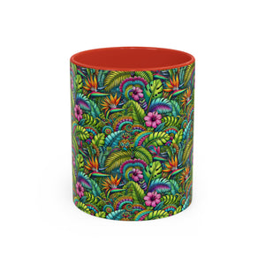Accent Color Coffee Mug (11, 15oz), Rainforest Blooms