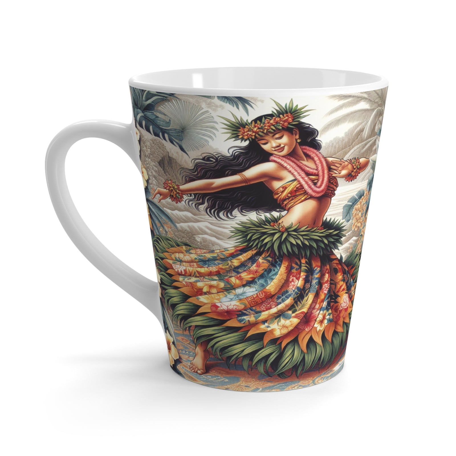 Latte White Mug - Hawaiian Dancer Tiki