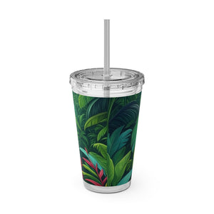 Tropical Tumbler with Straw | 16oz Colorful Travel Cup / Sleeping Spot