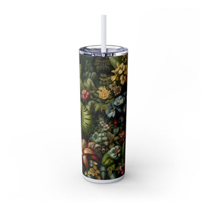 Rainforest Rabbit Outing - Skinny Matte Tumbler 20oz with Straw - Stainless Steel, 7 Colors