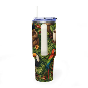 40oz Thermal ~ Tropical Coffee Lover Parrots