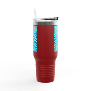 Insulated Travel Mug, 40oz / Wild Coral, Turquoise - Perfect for Outdoor Adventures