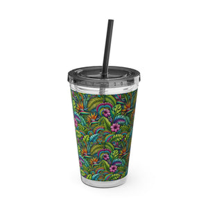 Tropical Tumbler with Straw | 16 oz.: Rainforest Blooms