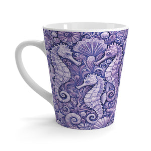 Latte White Mug - Seahorses, Amethyst