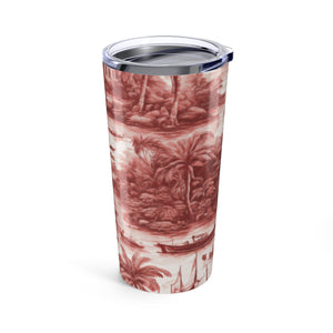 20oz Tropical Glossy Tumbler / Tropical Toile, Russet