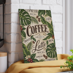 Glass Coffee Station Tray, 2 Sizes – Tropical Latte & Espresso Typography