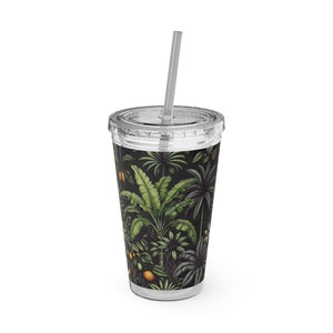 Tropical Tumbler with Straw | 16 oz: Tropical Fruit, Black