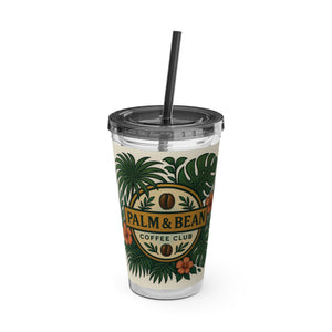 Tropical Tumbler with Straw | 16oz: Palm & Bean Coffee Club