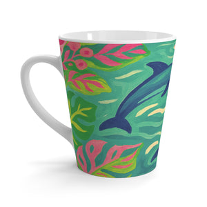 White Latte Mug - Jumping Dolphins