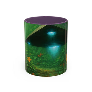 Accent Coffee Mug (11, 15oz), 8 Colors - UFO and Jaguars