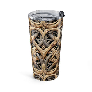 20oz Tropical Tumbler, Stainless Steel - Beach Wicker