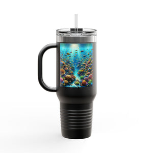 Insulated Travel Mug, 40oz / Busy Coral Reef - Perfect for Outdoor Adventures