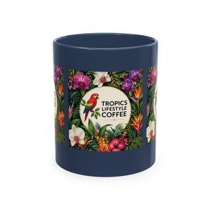 Tropical Coffee Mug, 11 oz — Ceramic Tropics Lifestyle Coffee Colorful Logo