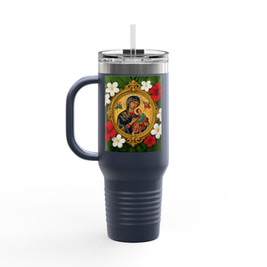 Religious Insulated Travel Mug, 40oz / Our Lady of Perpetual Help, Mary and Jesus