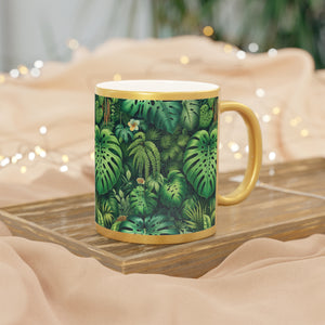 Tropical Metallic Mug, Gold or Silver:  Rainforest Greenery