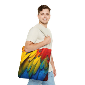 Tropical Macaw Parrot Feathers Tote Bag - Colorful Design, 3 Sizes