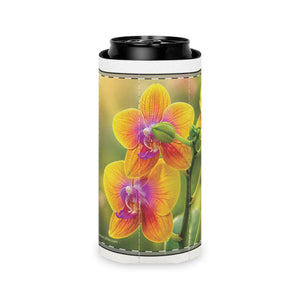 Orchid Bloom Can Cooler — Floral Insulated Beer Koozie