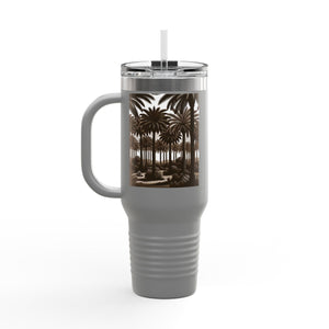 Woodcut Palms Insulated Travel Mug - 40oz - Perfect for Outdoor Adventures