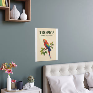 Vintage Coffee Wall Art, Vintage Silk Poster ~ Tropics Parrot (Brand)
