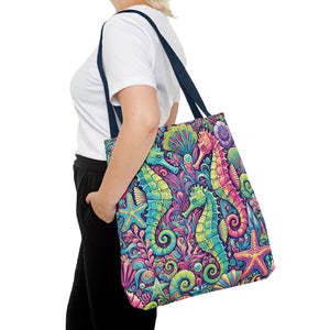 Seahorse Trio Tote Bag, Brights - 3 Sizes