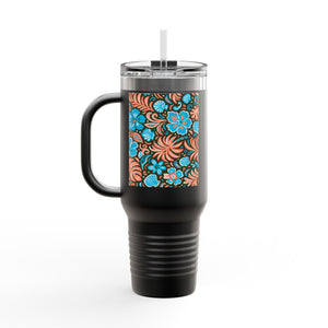Insulated Travel Mug, 40oz / Beach Dreams, Coral Blues