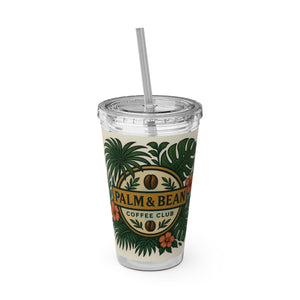 Tropical Tumbler with Straw | 16oz: Palm & Bean Coffee Club