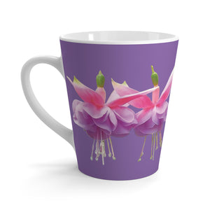 Latte White Mug, Floral - Tropical Fuschsias/Lt. Purple