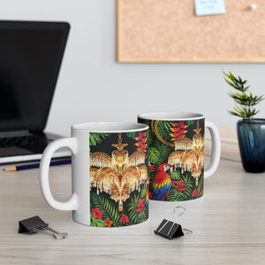 White Ceramic Mug — Holllywood Regency Parrot (11oz, 15oz)