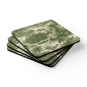 Coaster Set/4 - Tropical Toile #1, Green