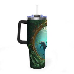 40 oz Tumbler ~ Dolphin Duo Ocean, Insulated