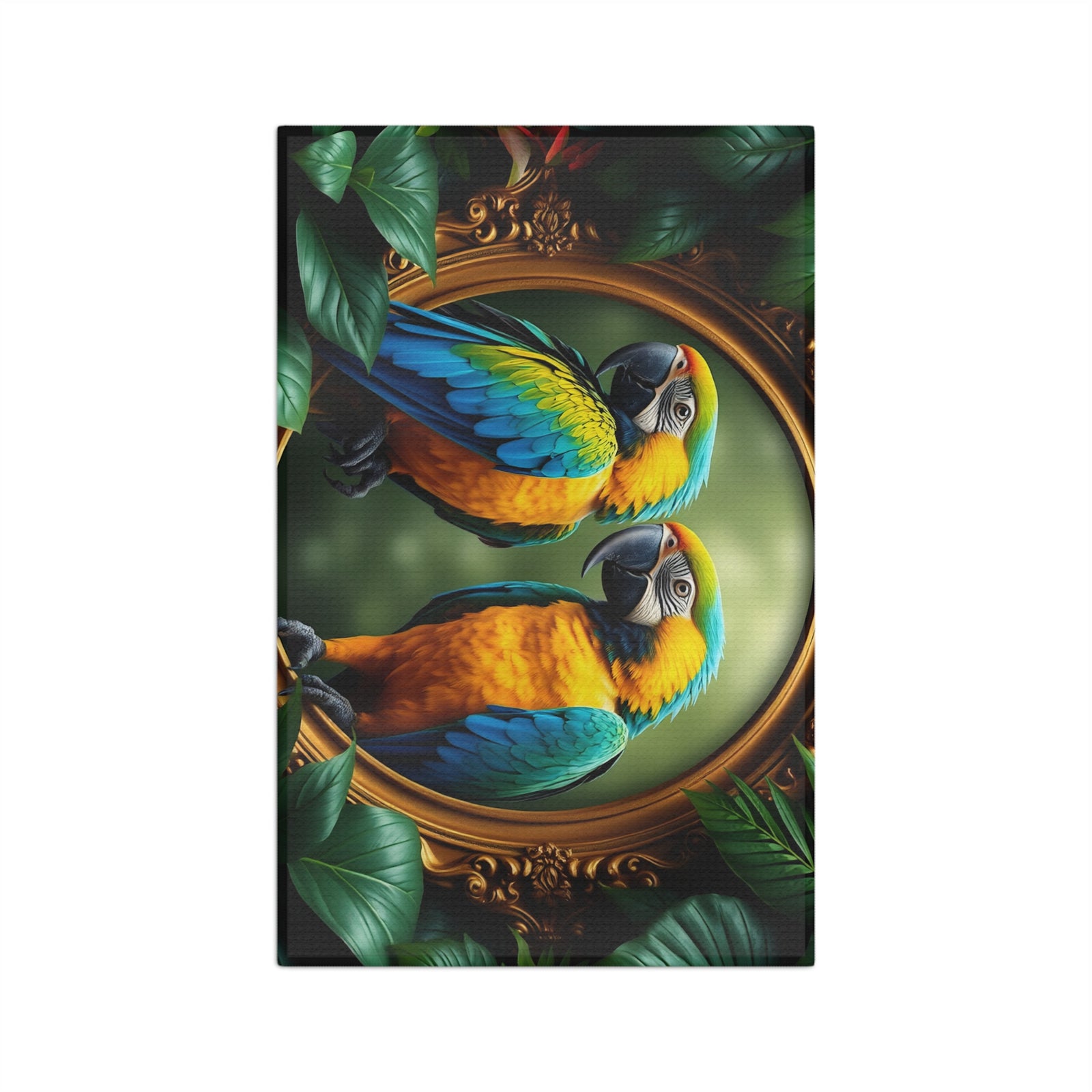Microfiber Coffee/Tea Towel — Blue & Gold Macaw Parrots