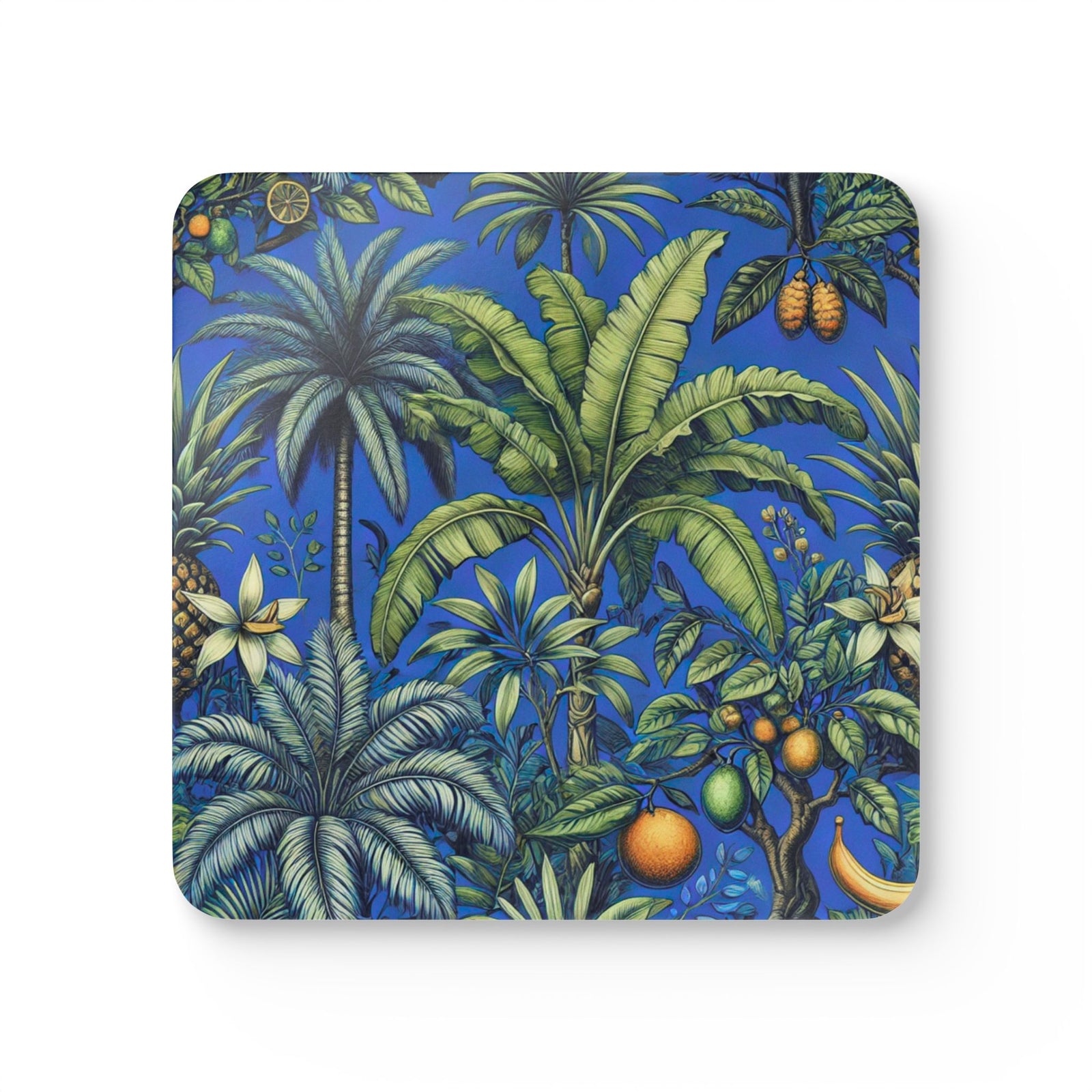 Coaster Set/4 - More Tropical Fruit, Dark Blue