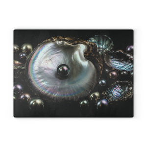 Glass Coffee Station Tray — Iridescent Black Pearl Oyster