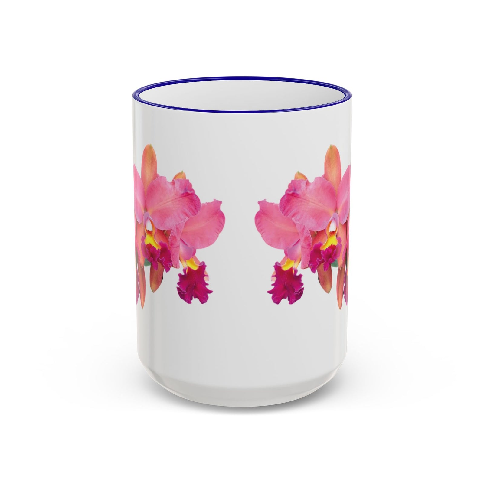 Accent Rim & Handle Mug – Pink Orchids