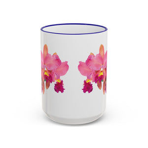 Accent Rim & Handle Mug – Pink Orchids