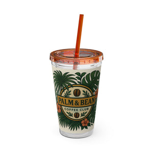 Tropical Tumbler with Straw | 16oz: Palm & Bean Coffee Club