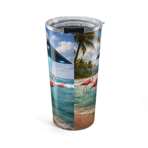 20oz Tropical UFO & Flamingo Tumbler – Insulated Coffee Travel Cup