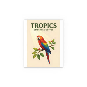 Vintage Coffee Wall Art, Vintage Silk Poster ~ Tropics Parrot (Brand)