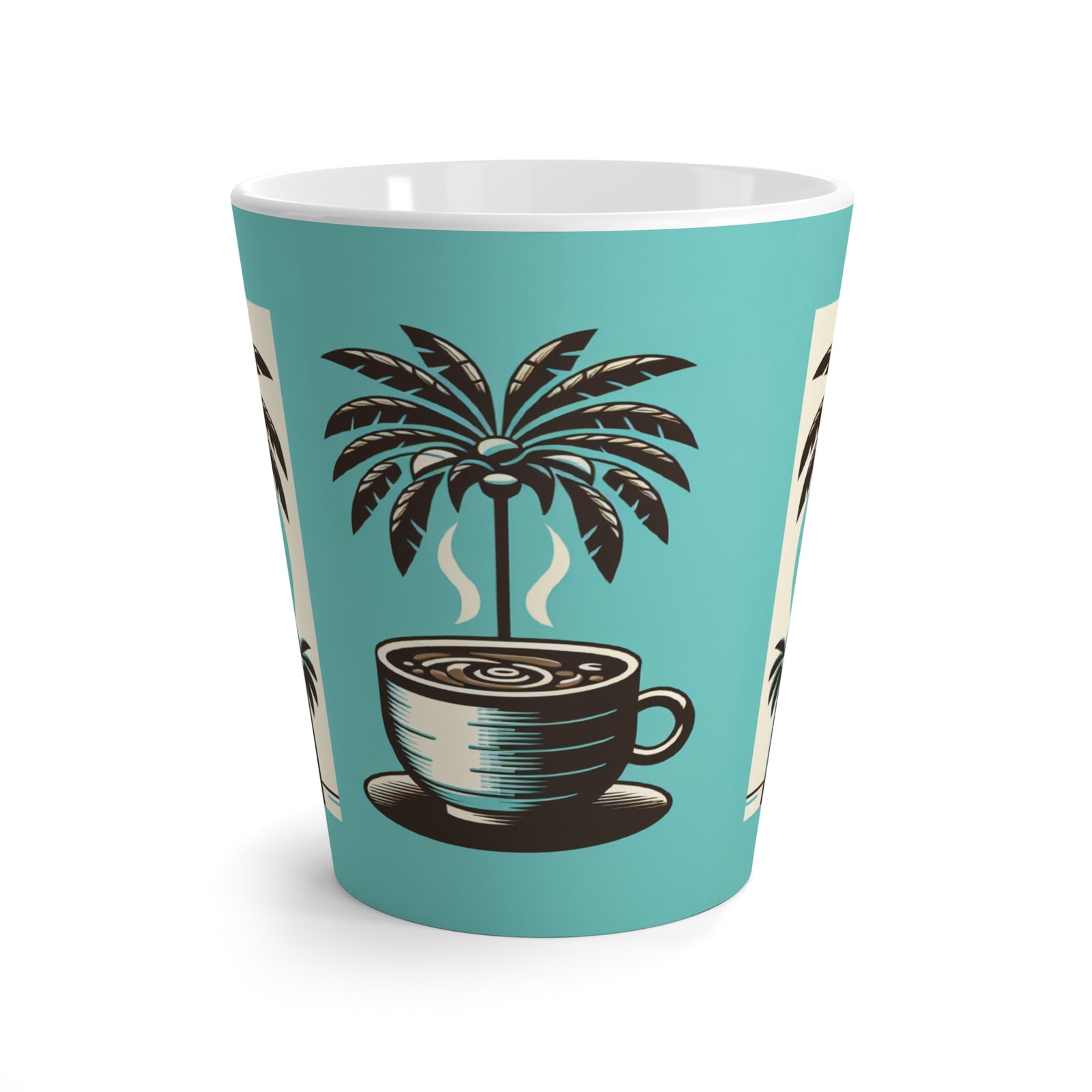 Latte White Mug - Palms and Coffee