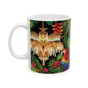 White Ceramic Mug — Holllywood Regency Parrot (11oz, 15oz)