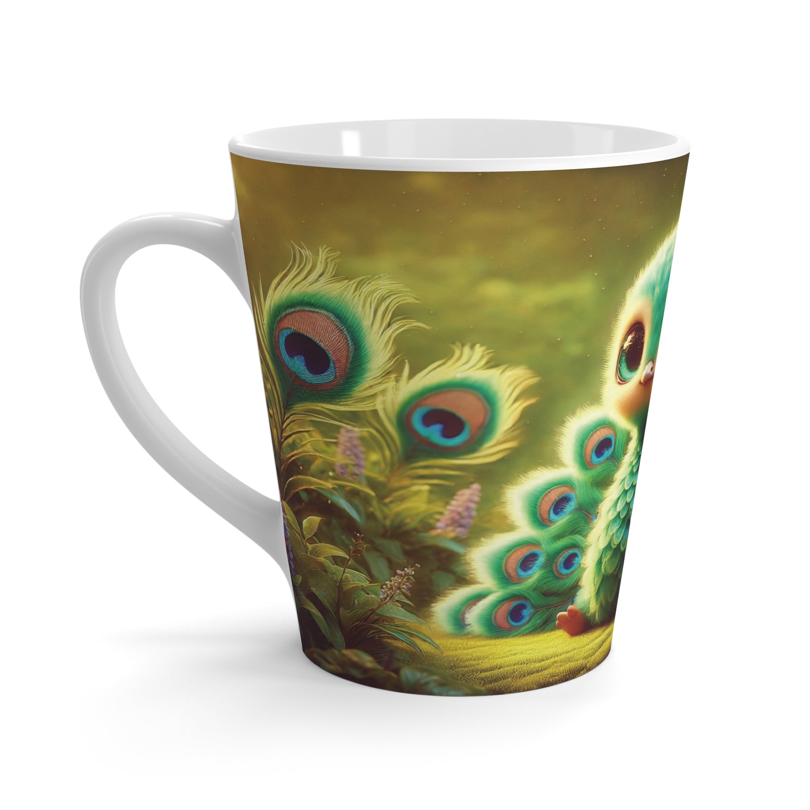 Latte White Mug - Baby Peacock