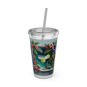 Tropical Tumbler with Straw | 16oz Colorful Travel Cup / Tropical Margarita