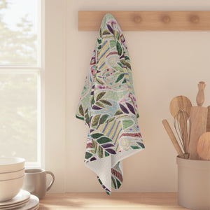 Tropical Microfiber Coffee/Tea Towel ~ Botanical Amazon Whimsy, Vintage