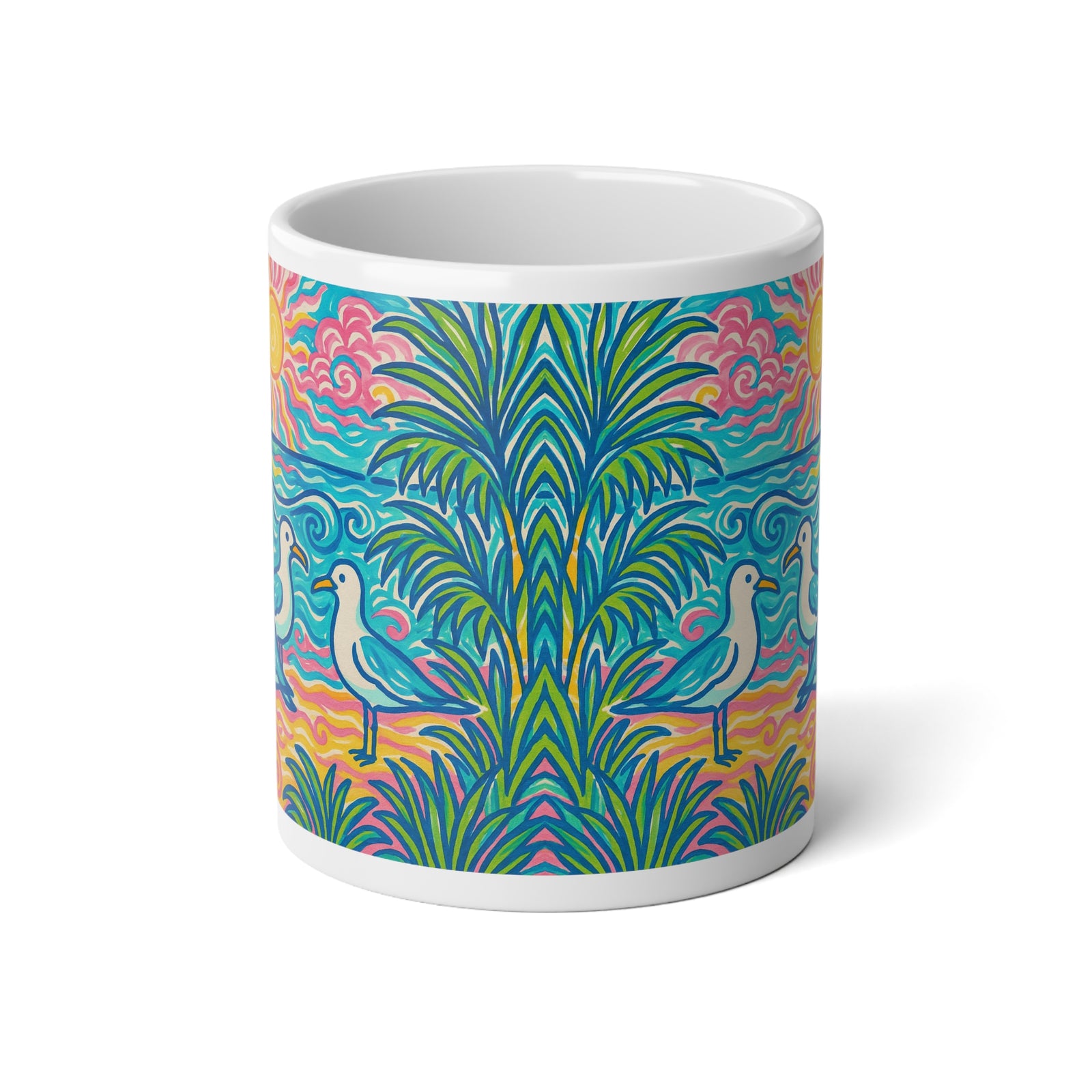 Jumbo Mug, 20oz, Beach Seagulls | Tropical Coffee Cup, Gift for Ocean Lovers