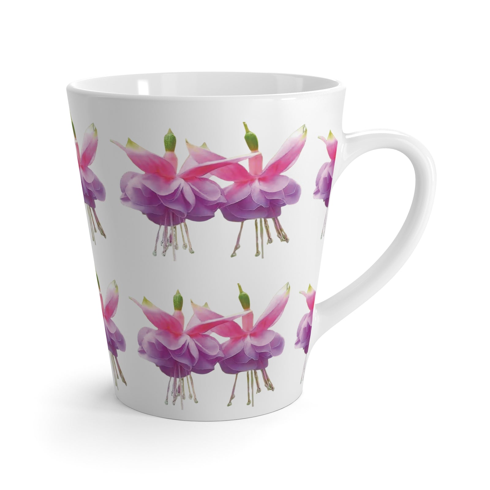 Latte White Mug - Tropical Pink Fuchsias