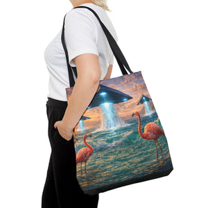 UFO and Flamingos Tote Bag - 3 Sizes